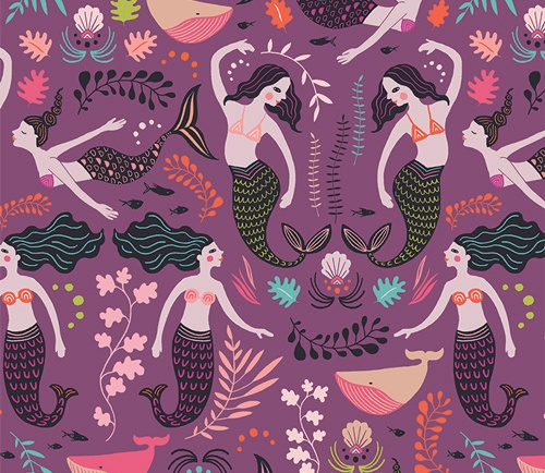 Mermaid Song - Cream - 50x145cm. From Belle & Boo - American print cotton  fabrics - Fabrics - Casa Cenina