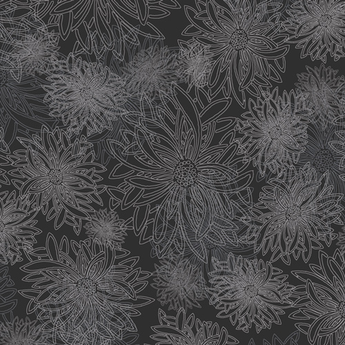 black floral quilting cotton fabric