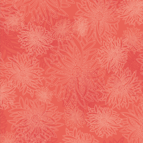 salmon floral quilting cotton fabric