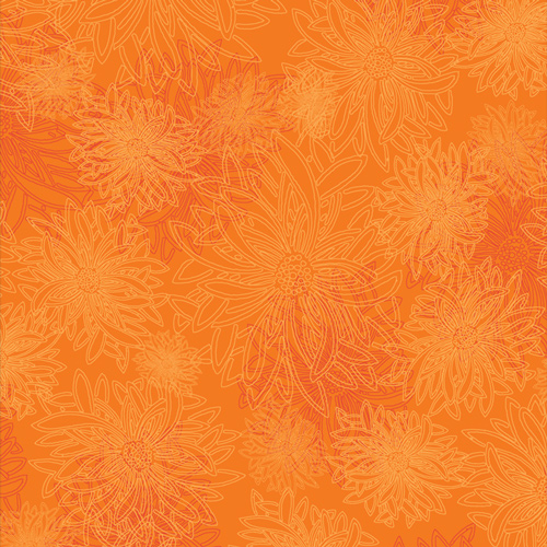 Orange floral quilting cotton fabric