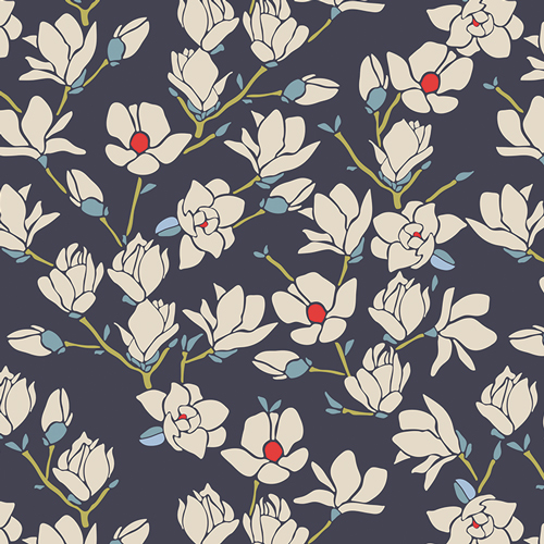 navy blue floral fabric, quilting cotton