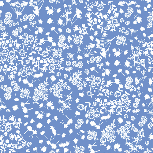 dense floral fabric, blue floral fabric for quilting