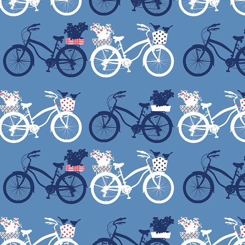 bicycle fabric, blue quilting cotton