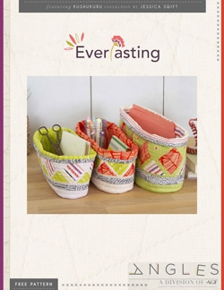“Everlasting Fabric Bins” Free Quilted Gift Idea Pattern designed by Angles from Art Gallery Fabrics