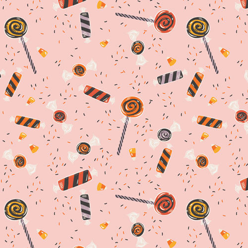 Pink Halloween Candy Fabric