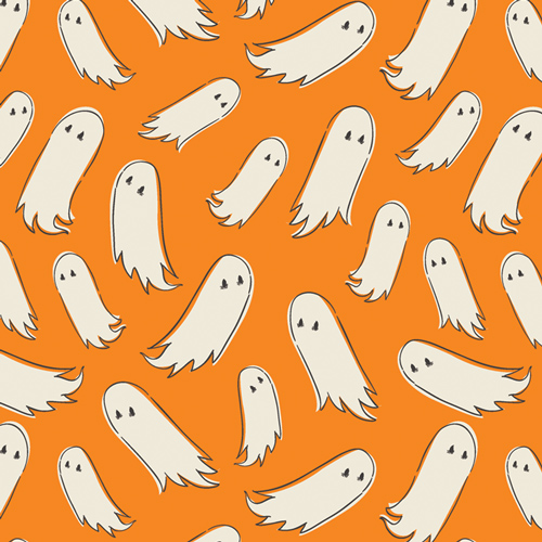 Halloween ghost orange fabric