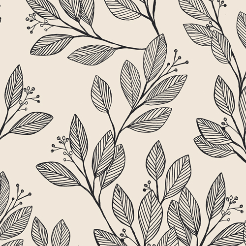 Luna & Laurel Fabric Collection White leaves Rayon