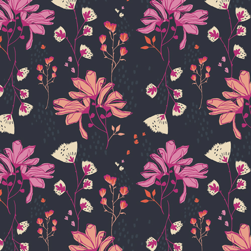 Pollinate Pink flowers Quilting Cotton Fabric Springbloom