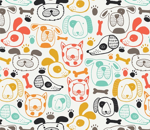 Dogs by Jessica Swift Webware Popeline Woof! Oh 0.5 m Art Gallery Fabrics Woof this way colorful